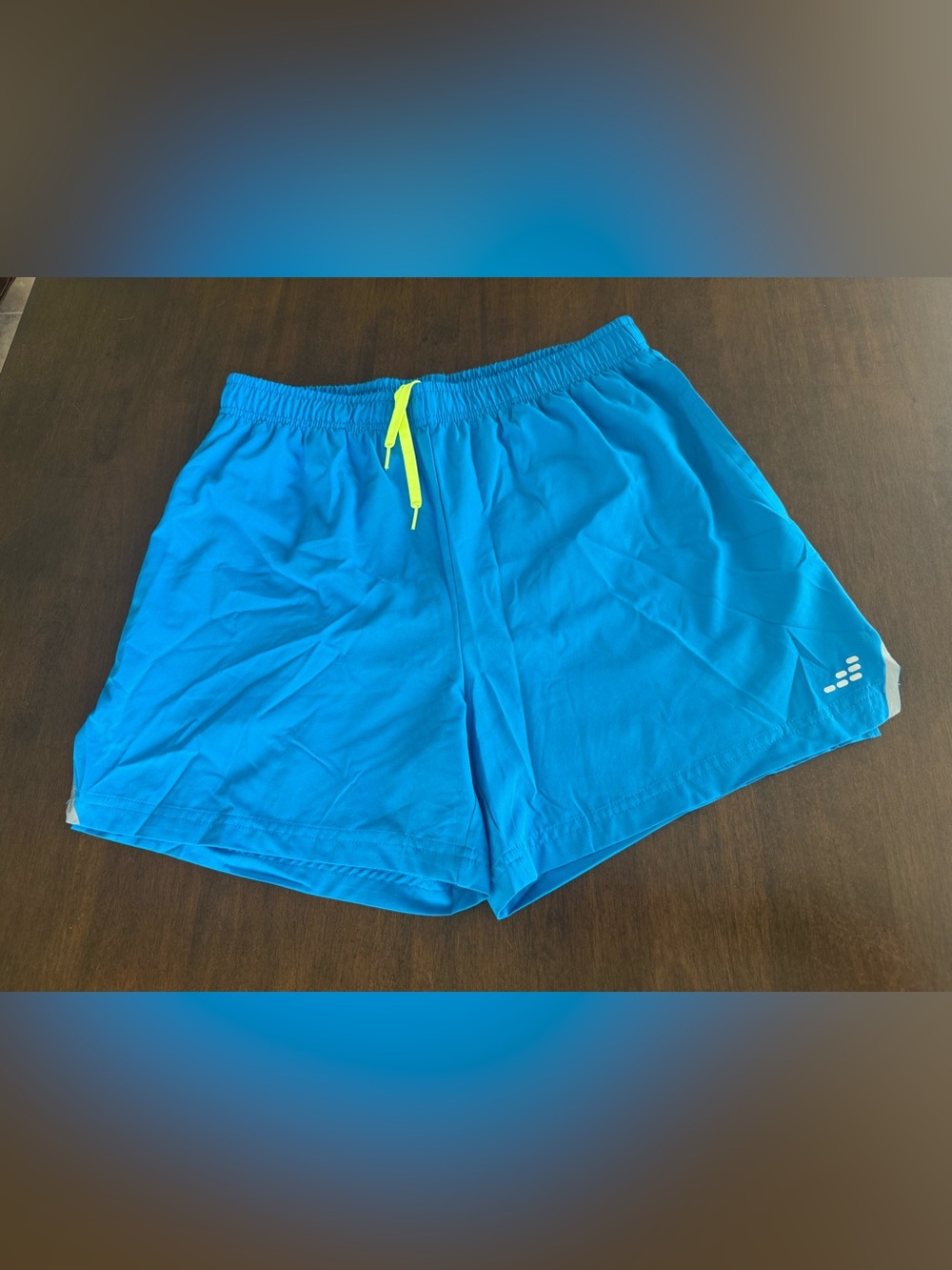 bcg Bright Blue Athletic Shorts with Neon Yellow Drawstring